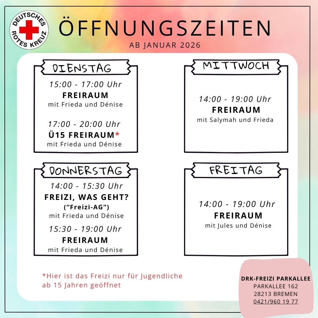 DRK-Jugendzentrum Parkallee DRK Bremen Parkalle-Oeffnung-2026 DRK-Jugendzentrum Parkallee